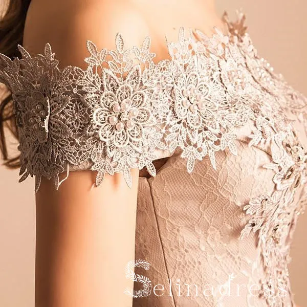 A-line Off-the-shoulder Homecoming Dresses Appliqued Juniors Prom Dresses HML019