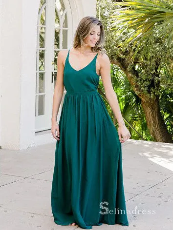 A-line Spaghetti Straps Chiffon Bridesmaid Dress Cheap Bridesmaid Dresses BRD019