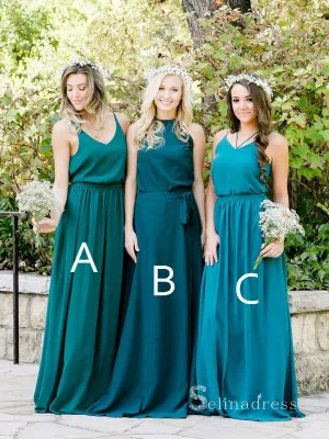 A-line Spaghetti Straps Chiffon Bridesmaid Dress Cheap Bridesmaid Dresses BRD019