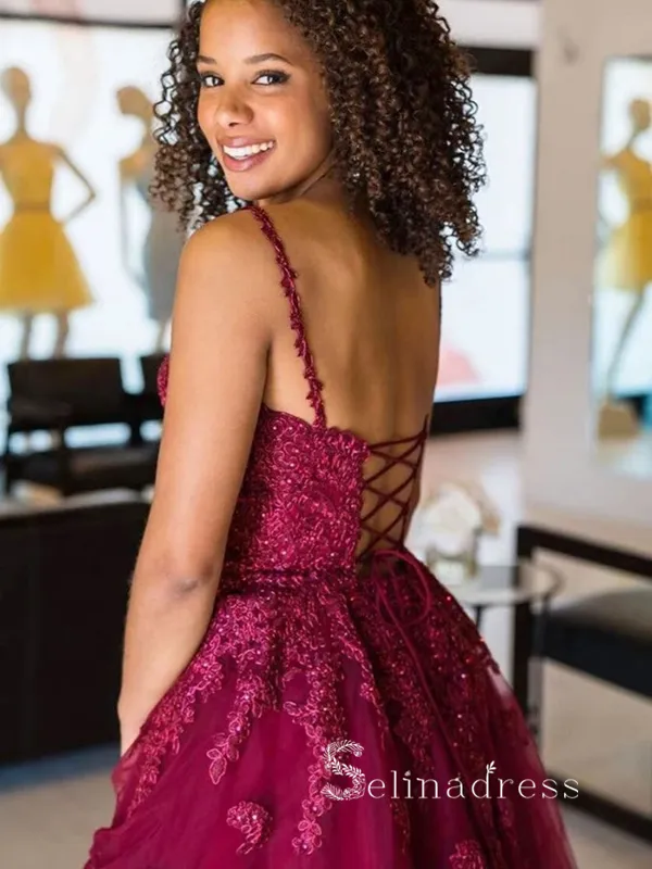 A-line Straps Applique Short Prom Dress Lace Homecoming Dresses #MHL118