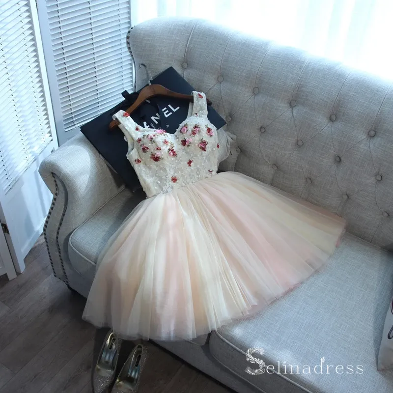 A-line V-neck Homecoming Dress Short/Mini Prom Drsess Juniors Dresses MHL043