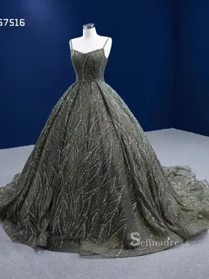 Ball Gown Spaghetti Straps Green Long Formal Dresses Wedding Dress Quinceanera Dresses RSM67516
