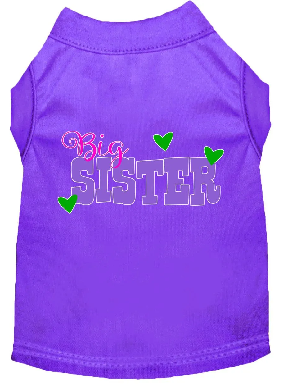 Big Sister Screen Print Dog Shirt Purple Xs