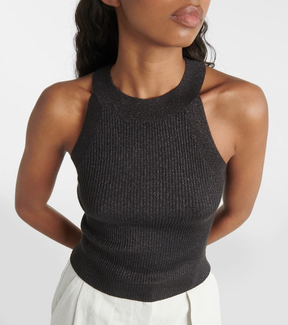 Brunello Cucinelli cashmere and silk tank, black