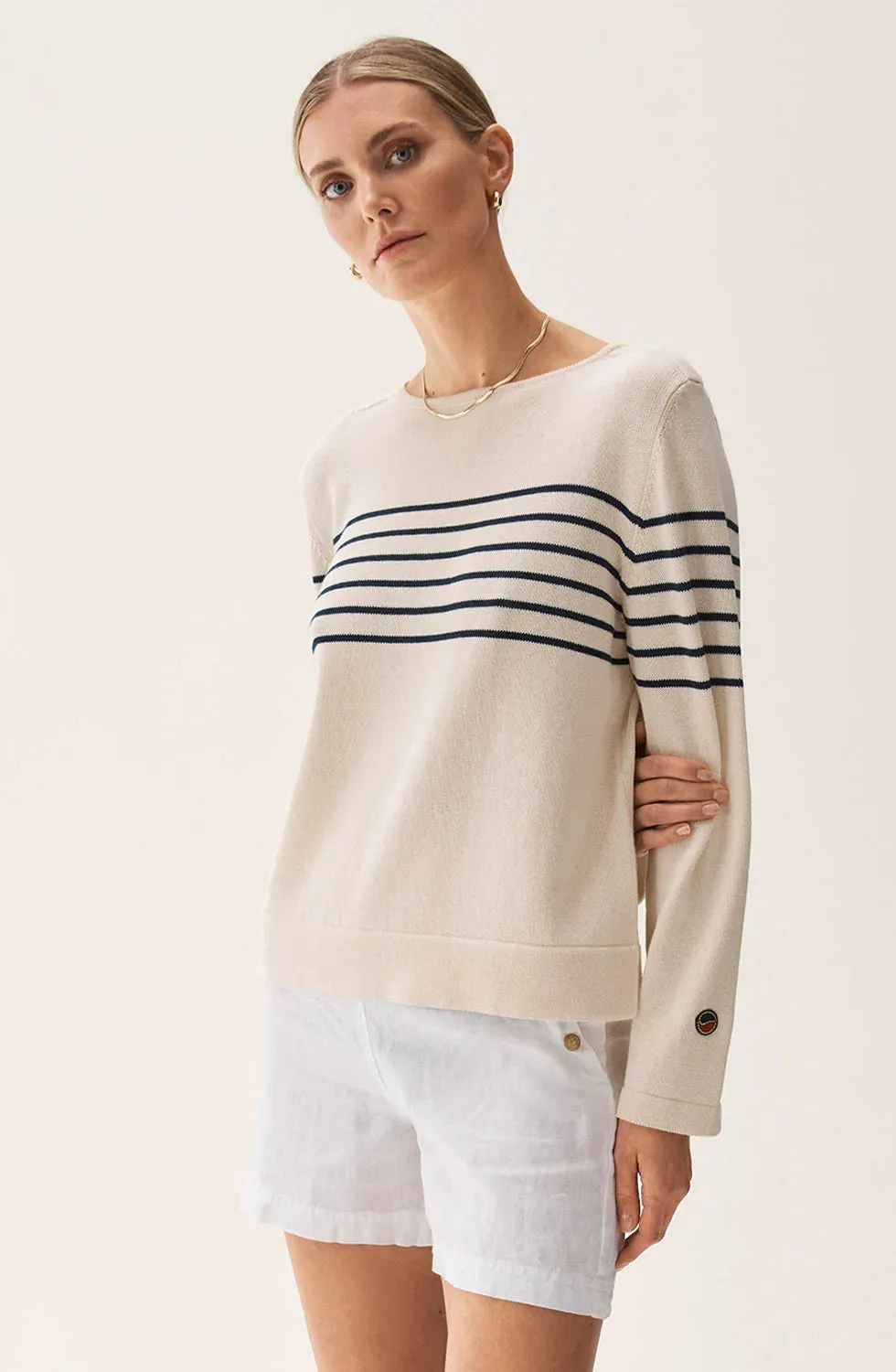 Carrie Sweater - Ecru/Marine