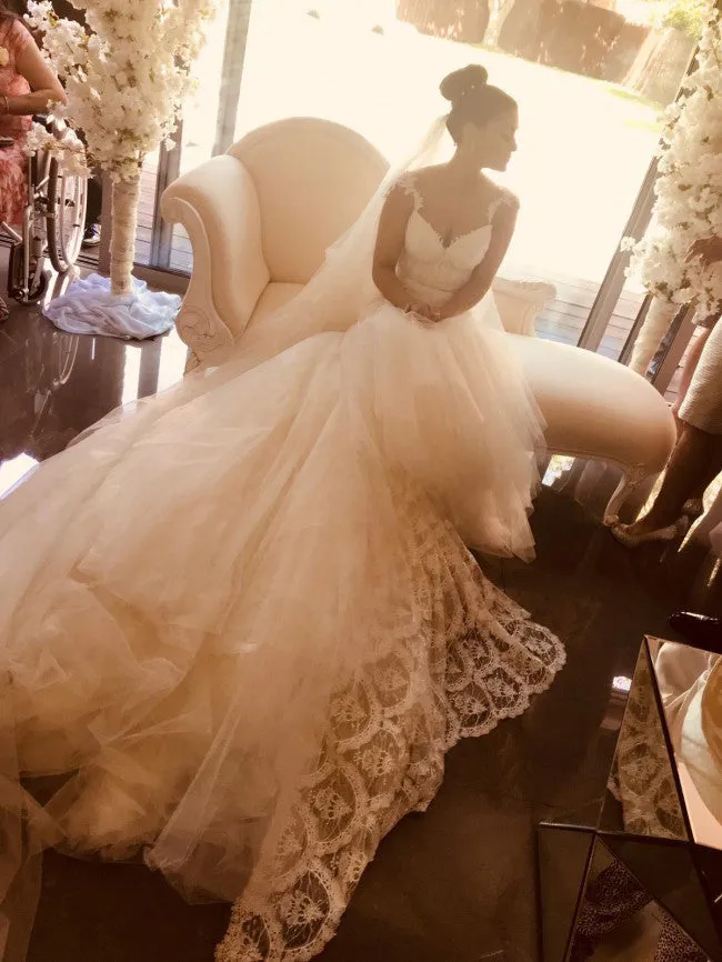 Chic Mermaid Straps Sleeveless Rustic Lace Wedding Gowns Backless Wedding Gowns MLS003