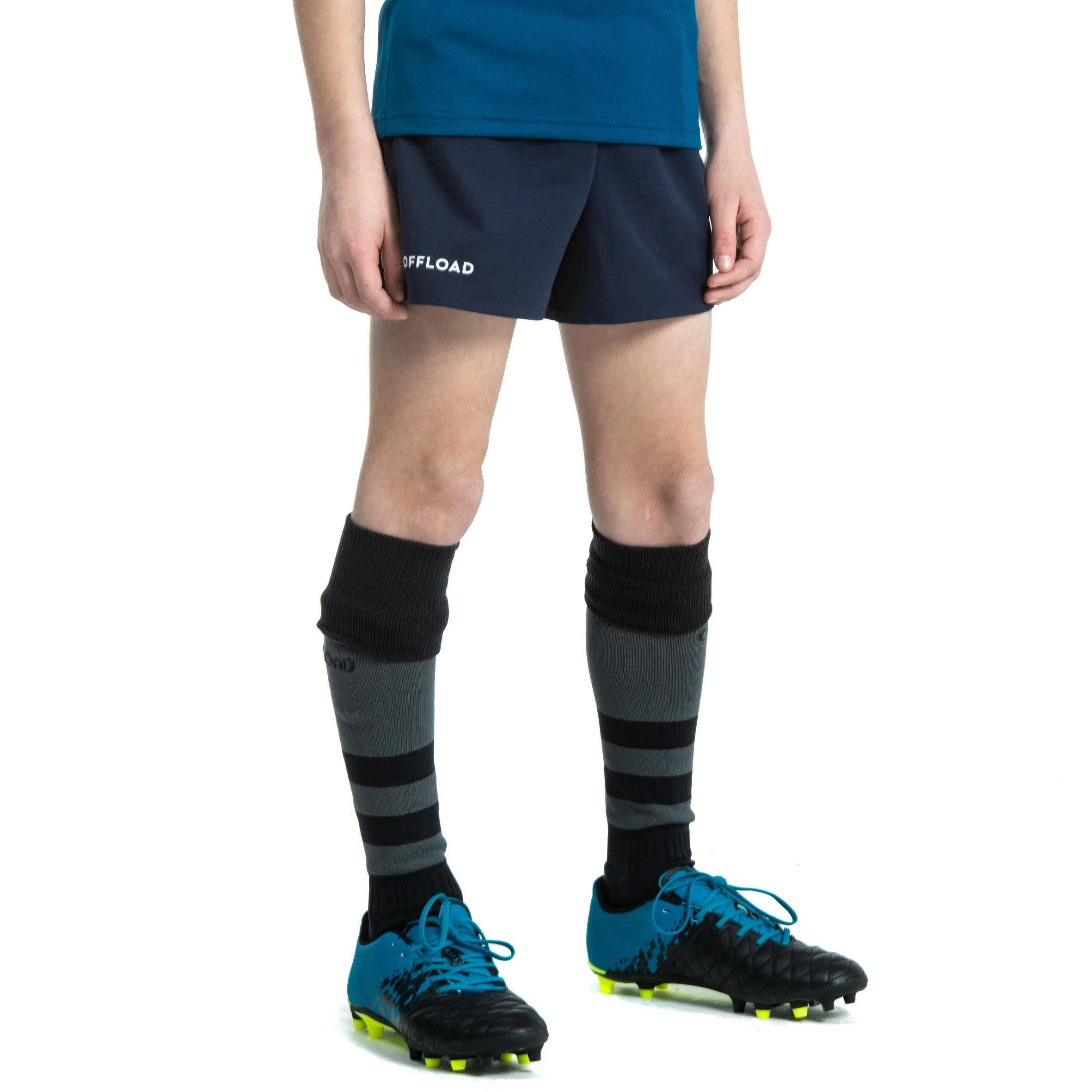 Children's rugby shorts R100 with pockets blue OFFLOAD, dark blue