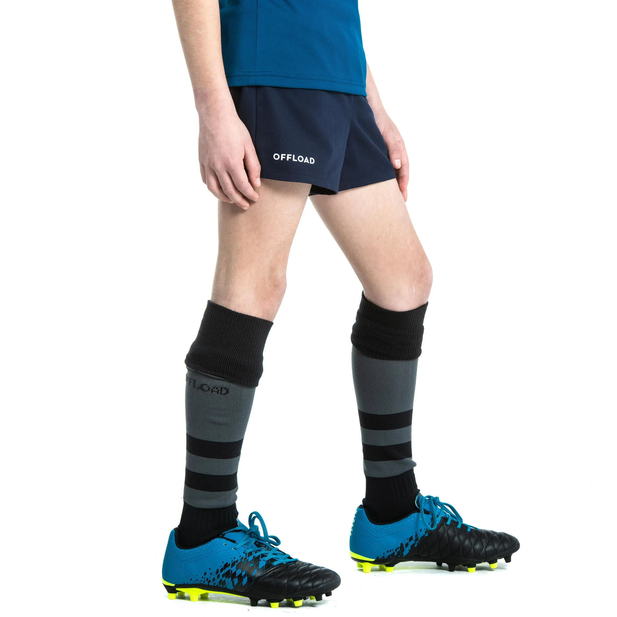 Children's rugby shorts R100 with pockets blue OFFLOAD, dark blue