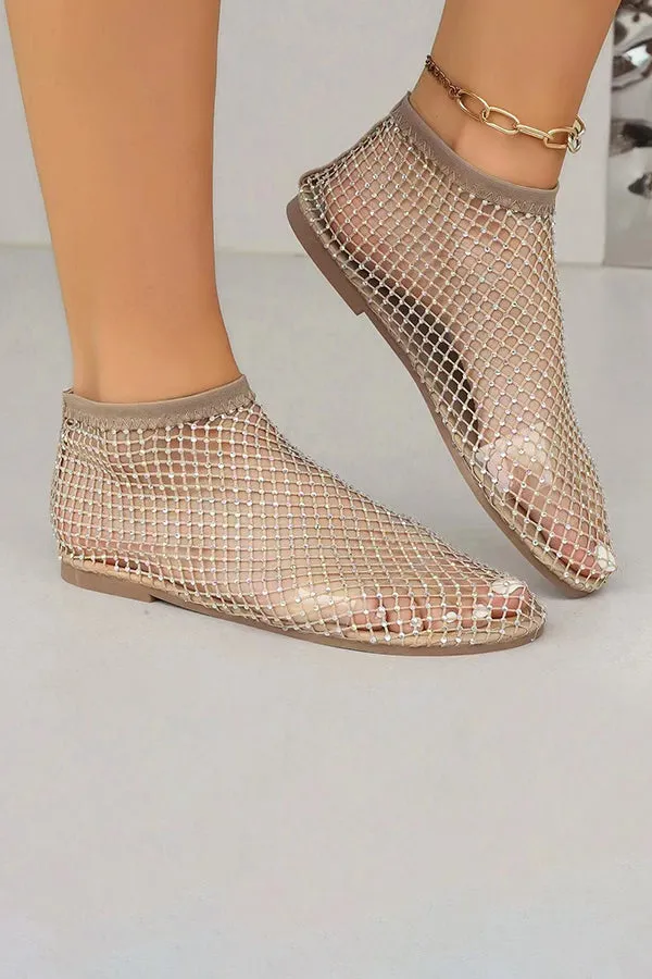 Fashionable Diamond Flat Hollow Sandals