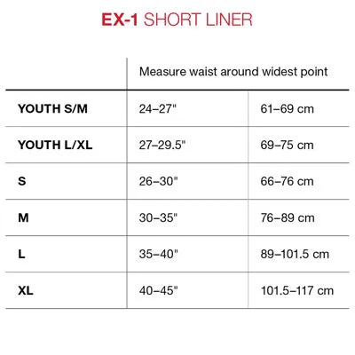 G-FORM SHORT LINER EX-1 PROTECTIVE GEAR