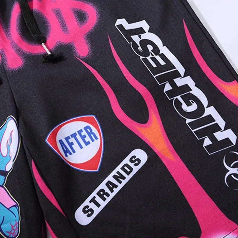 Graffiti Print Casual  Shorts Knee-length