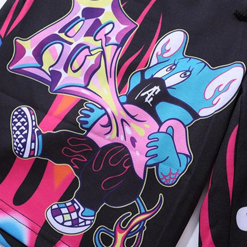 Graffiti Print Casual  Shorts Knee-length