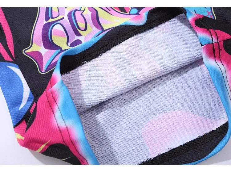 Graffiti Print Casual  Shorts Knee-length