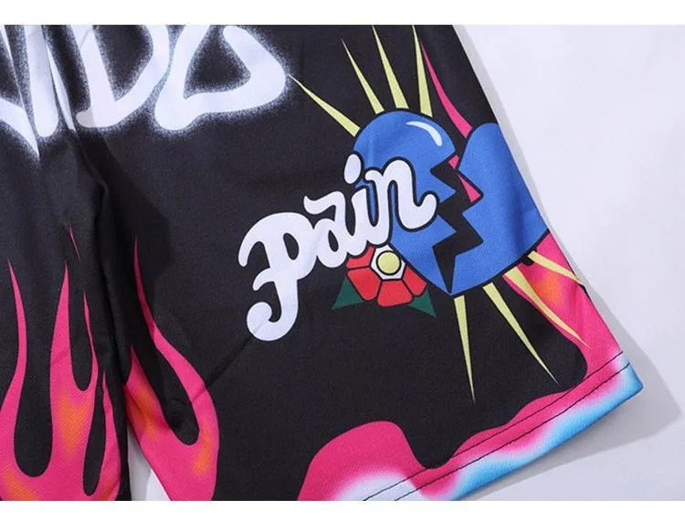 Graffiti Print Casual  Shorts Knee-length