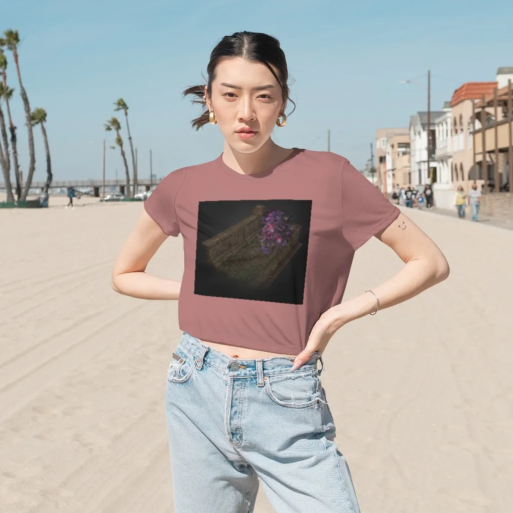Hand-Painted Environment Art Women's Flowy Cropped Tee