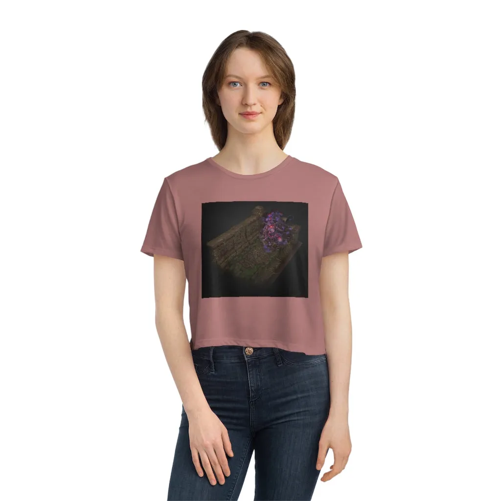 Hand-Painted Environment Art Women's Flowy Cropped Tee