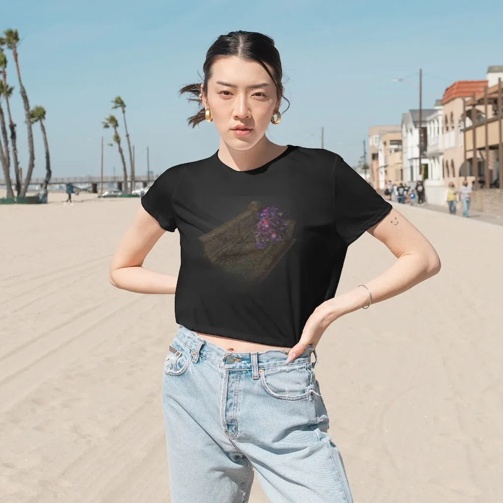 Hand-Painted Environment Art Women's Flowy Cropped Tee