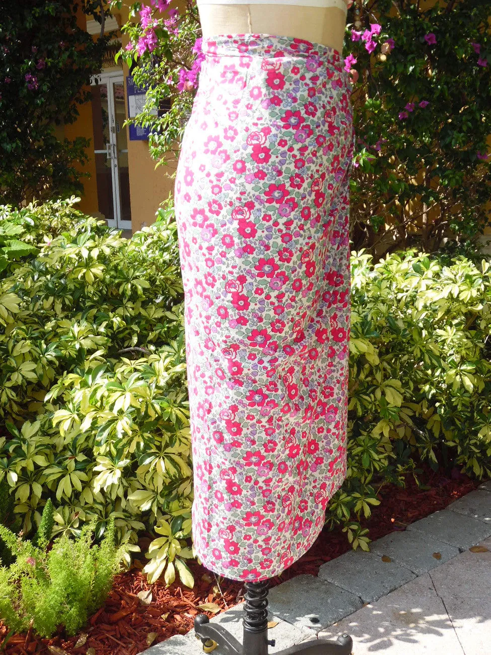 Liberty of London Print Pareo Beach Wrap Fuchsia Floral