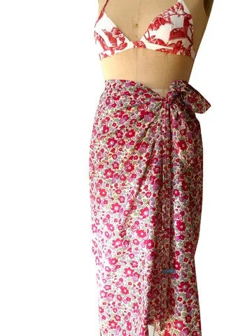 Liberty of London Print Pareo Beach Wrap Fuchsia Floral