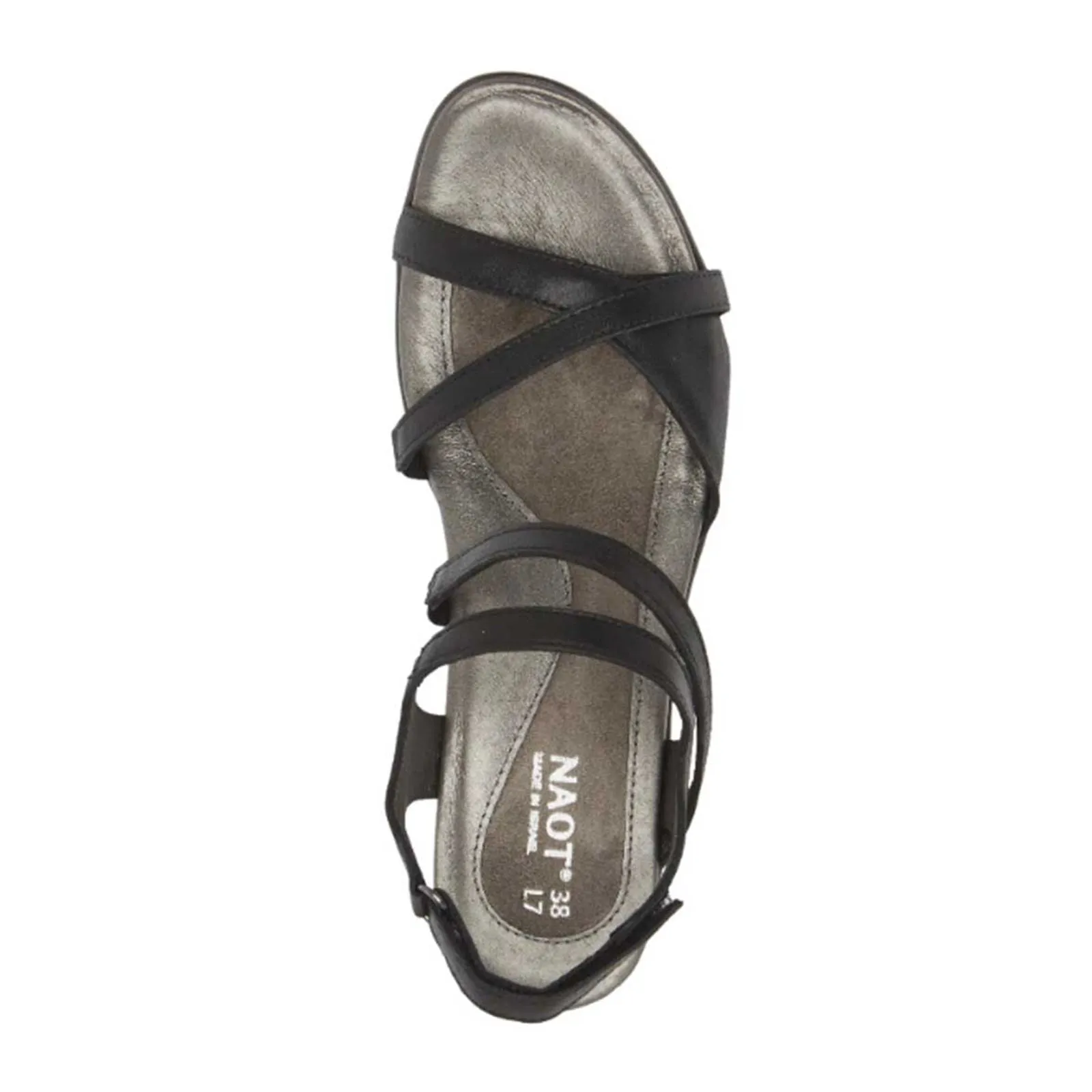 Naot Limit Heeled Sandal (Women) - Black Shiny Leather