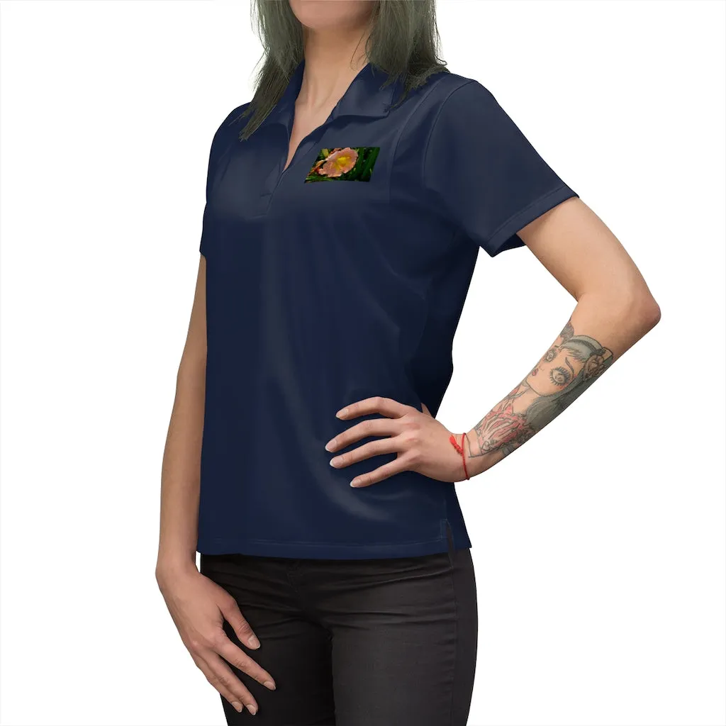Peach and Yellow Flower Women's Polo Shirt