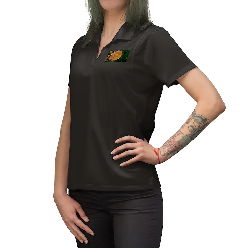 Peach and Yellow Flower Women's Polo Shirt