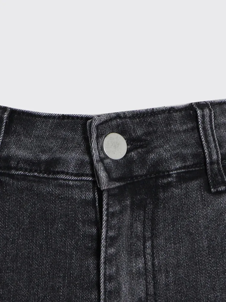 Streetwear Raw Hem Short Pants For Women High Waist Straight Colorblock Shorts Female Summer Clothing Fashion