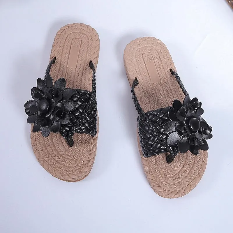 Women's Flower Flat Flip Flops
